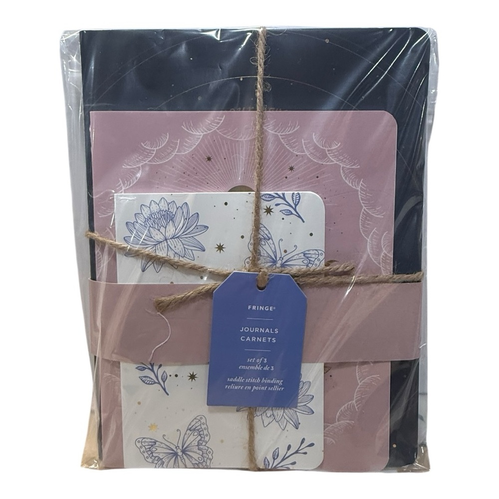 Fringe Studio Journals Set of 3 – Celestial Floral Saddle Stitch Notebooks NWT